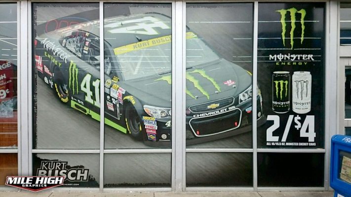 Photo of Custom Window Graphics by Mile High Graphics for Monster Energy.