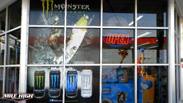 Photo of Custom Window Graphics by Mile High Graphics for Monster Energy.